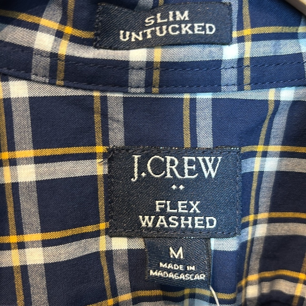 NWT J Crew Flex Navy Plaid Cotton Button Down Shirt - Picture 5 of 7